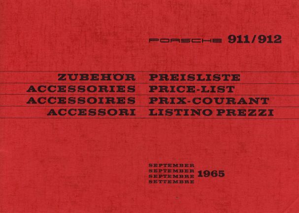 Porsche 911/912 Zubehor Accessories. From September 1965